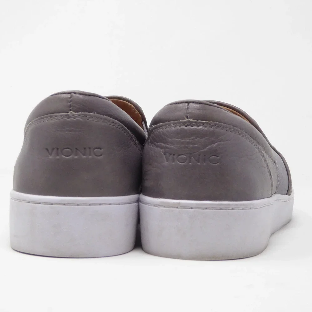Vionic Women Slip On Sneakers Shoes Gray Leather Demetra Orthotic Size 9 - Picture 5 of 9